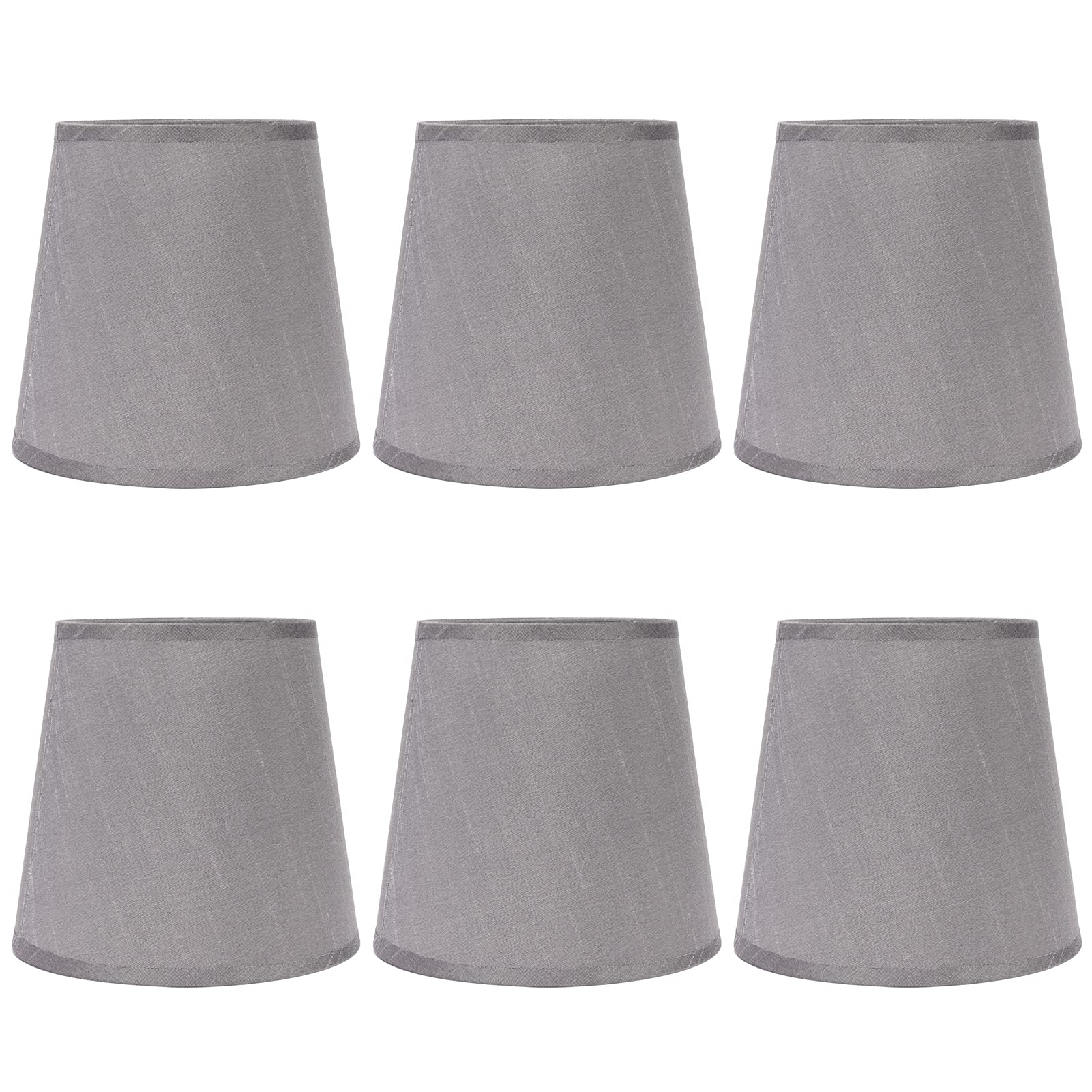 6 Pièces Gris Tissu Tambour Abat-jour Style Moderne Tissu Art Lustre Abat-jour pour E14 Vis Mur Lampe de Chevet