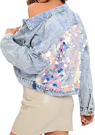 Justalwart Oversized Denim Jacket for Women Jean Jacket