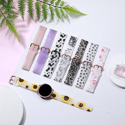 Miniatura 8 de GEAK Correa de reloj de silicona floral para mujer para Samsung Galaxy Watch 4-6, 1.575 in-1.732 in, 0.787 in