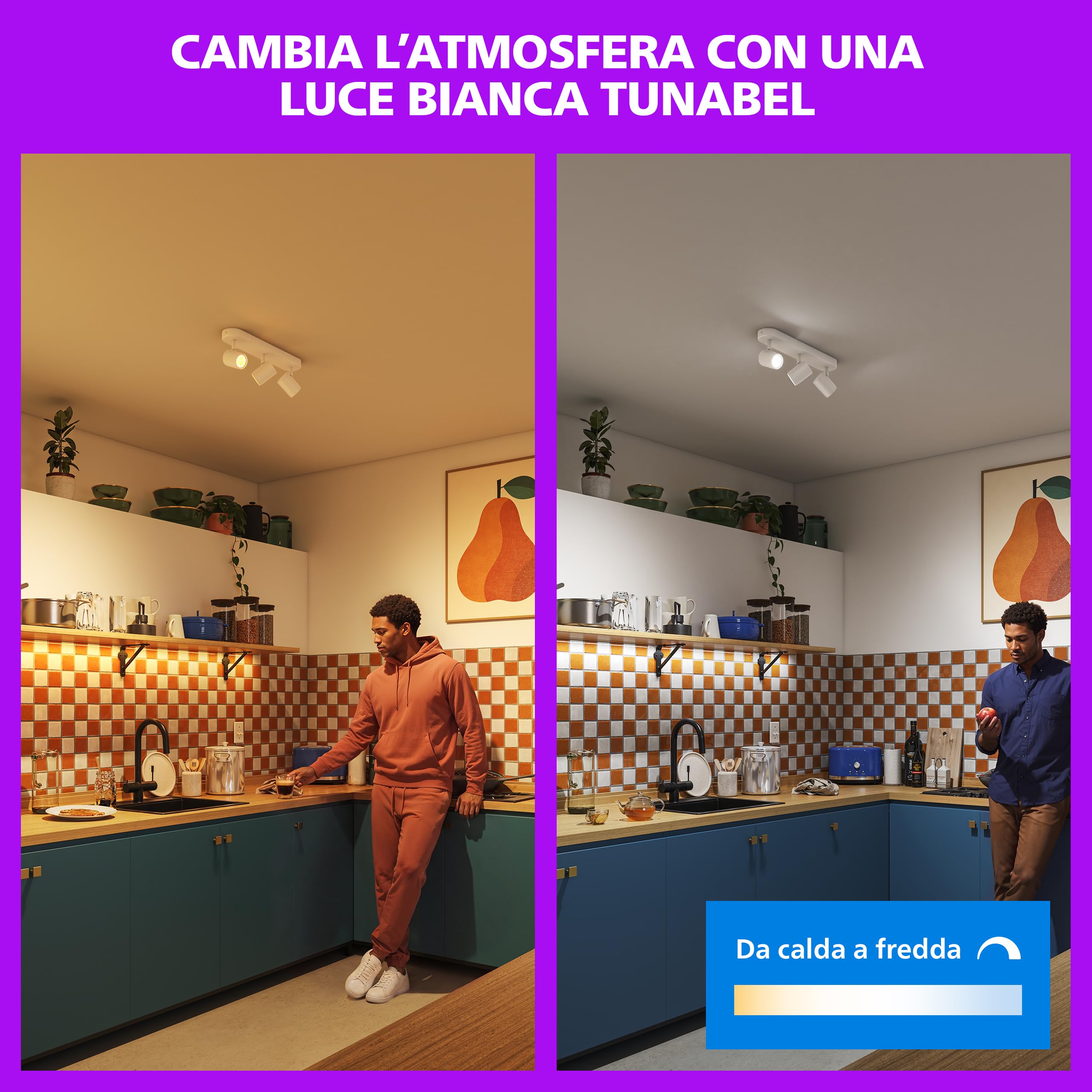 Philips Smart Lighting Faretti GU10 x3, WH Bianco