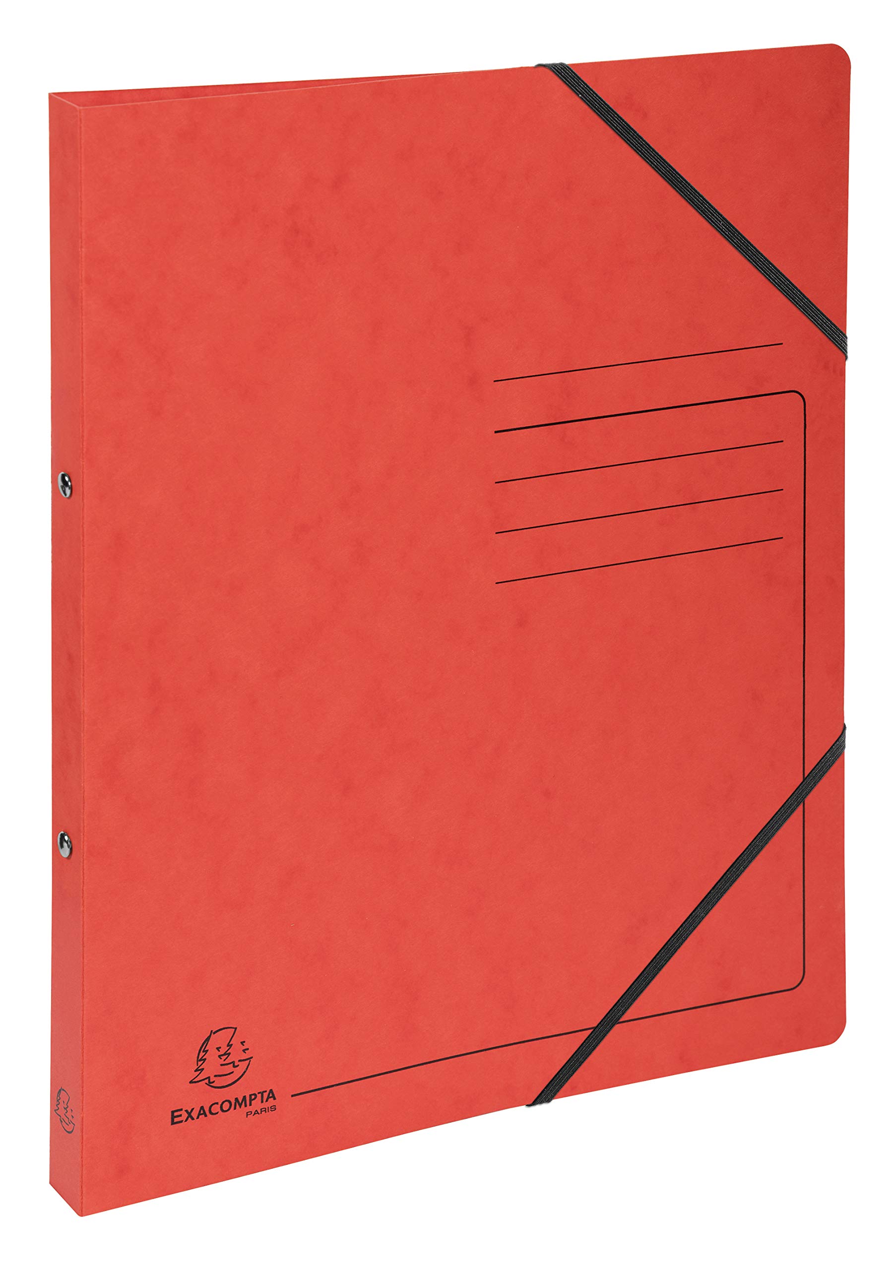 Exacompta - Rif. 542555E - Raccoglitore ad anelli per pannelli pressati screziati - Dimensioni 320 x 250 mm, adatto per documenti A4, 2 anelli O-ring da 15 mm, dorso da 20 mm, colore rosso (confezione da 10)