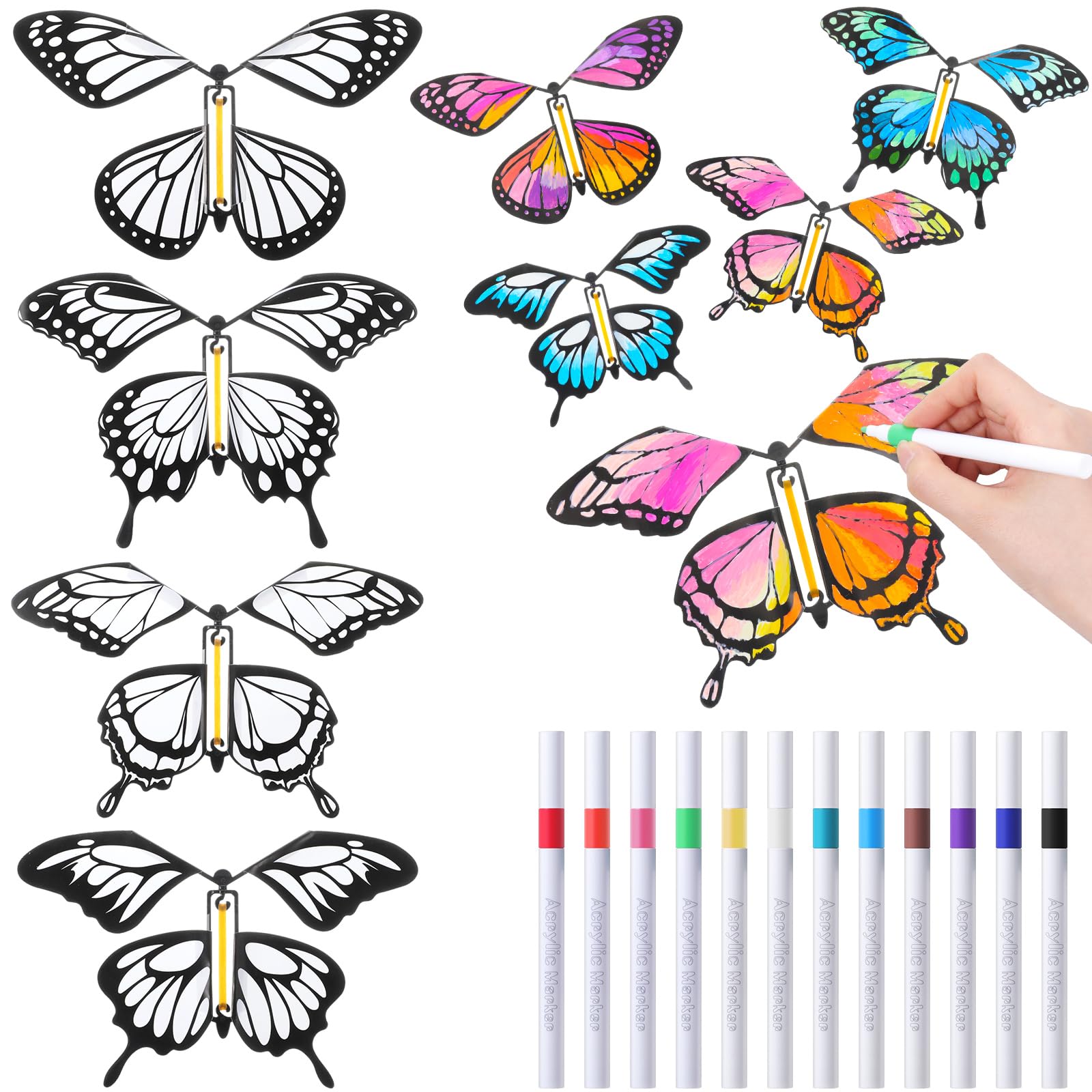 Amazon.com: Seenelling 44 Pcs Flying Butterfly Craft Kit with 32