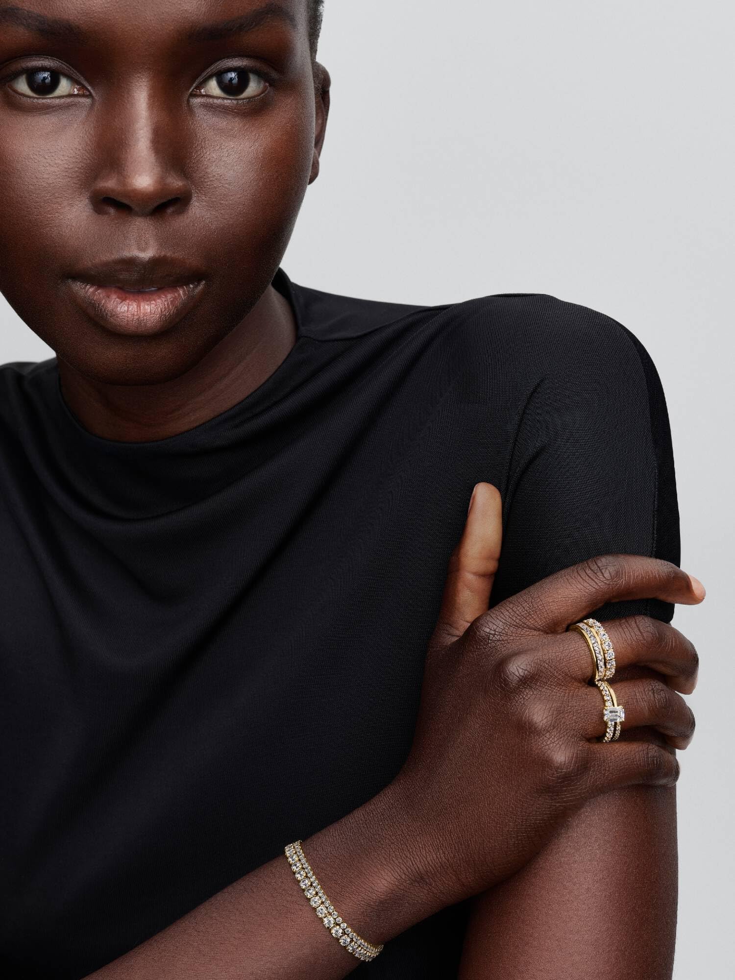14k gold-plated ring with clear cubic zirconia