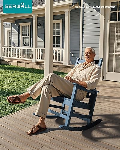 Miniatura 2 de SEWALL - Juego de 2 mecedoras de gran tamaño para exteriores, mecedoras de polietileno de alta densidad para adultos, mecedoras de patio para
