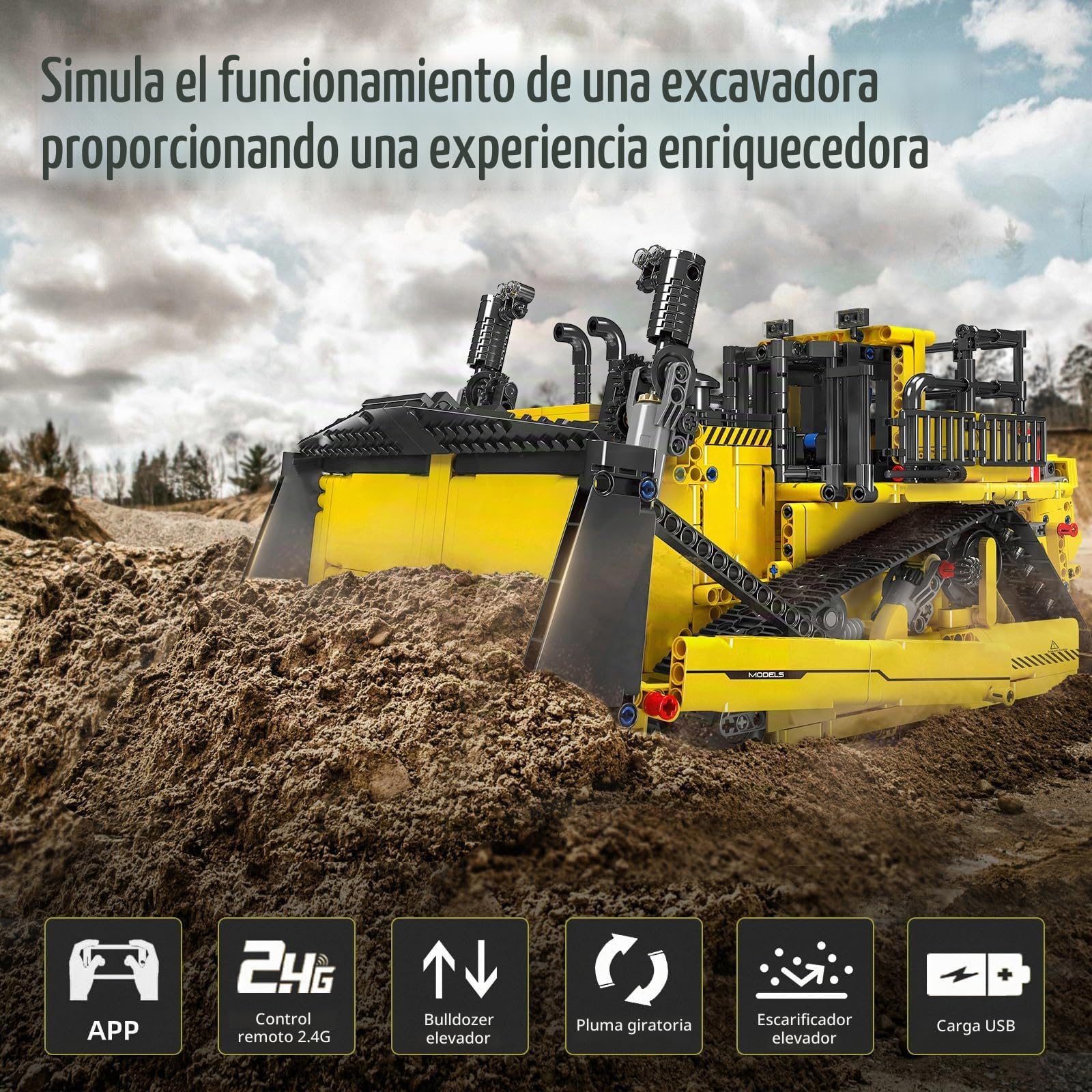 Mould King 15071 Bloques de construcción de excavadoras técnicas, Camiones de Control Remoto App con Regalos de Juguete de Kit de Motor Durante más de 8 años (1508 Piezas)