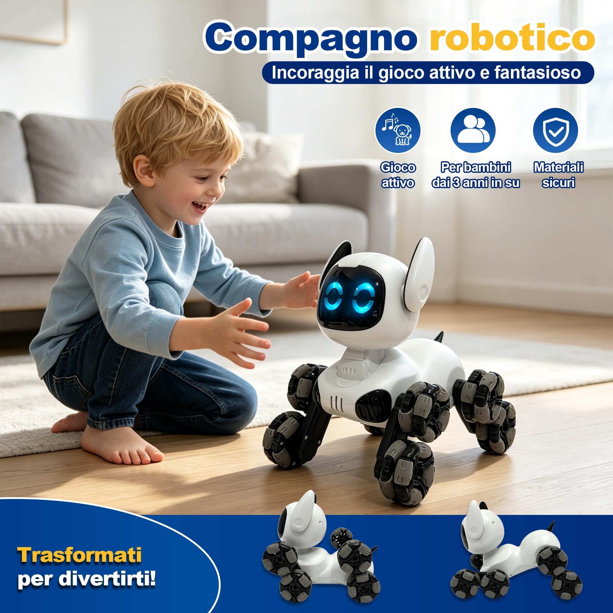 Jiakora Robot Giocattolo, Cane Robot 8WD Macchina Telecomandata per Bambini