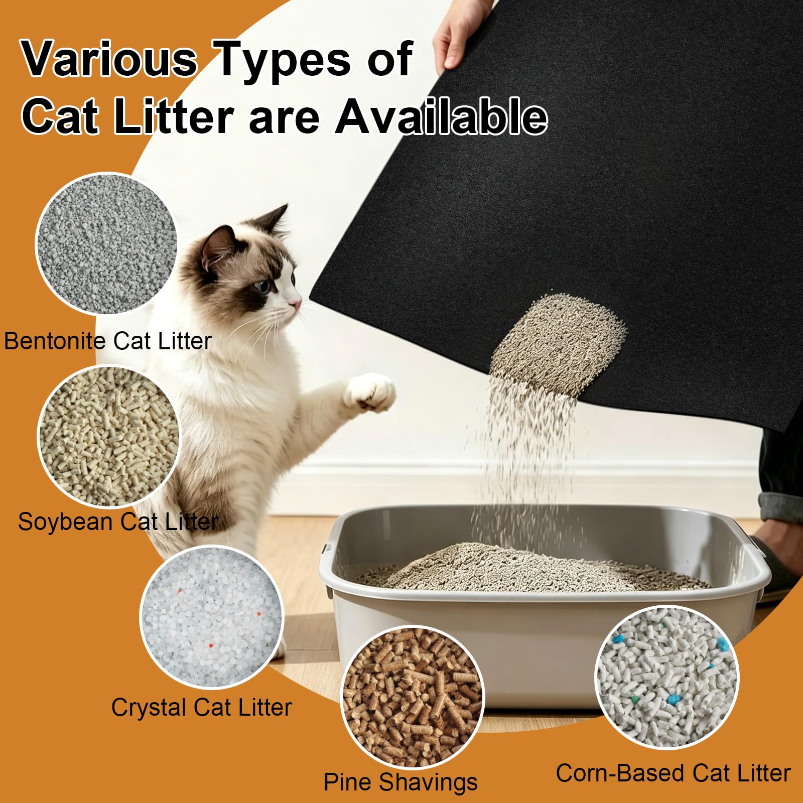Extra große Katzenstreumatte, 121,9 x 182,9 cm, rutschfeste Gummimatte für mehrere Indoor-Katzen, rutschfeste Katzenstreu, leicht zu reinigen, Jumbo-Größe, sauber für den Innenbereich, Bodenfang