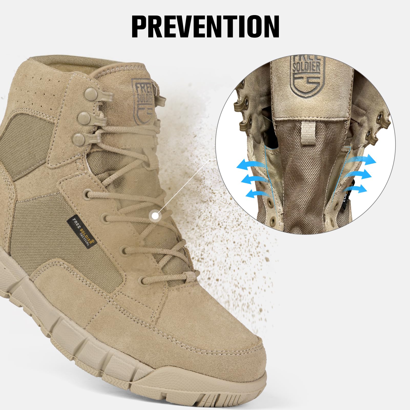 FREE SOLDIER Stivali da Uomo Ultraleggeri Stivali da Lavoro Tattici Militari 6" inch High-Tops Stivali da Neve Traspiranti Traspiranti per Camminare a Piedi