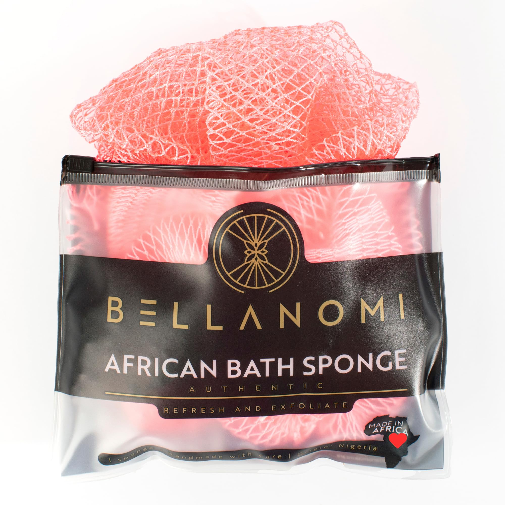 BELLANOMI African Net Sponge - Authentic Sapo Exfoliating Net, Ethically sourced from Nigeria, 45" Long Back Scrubber, Quick Dry Loofah Alternative