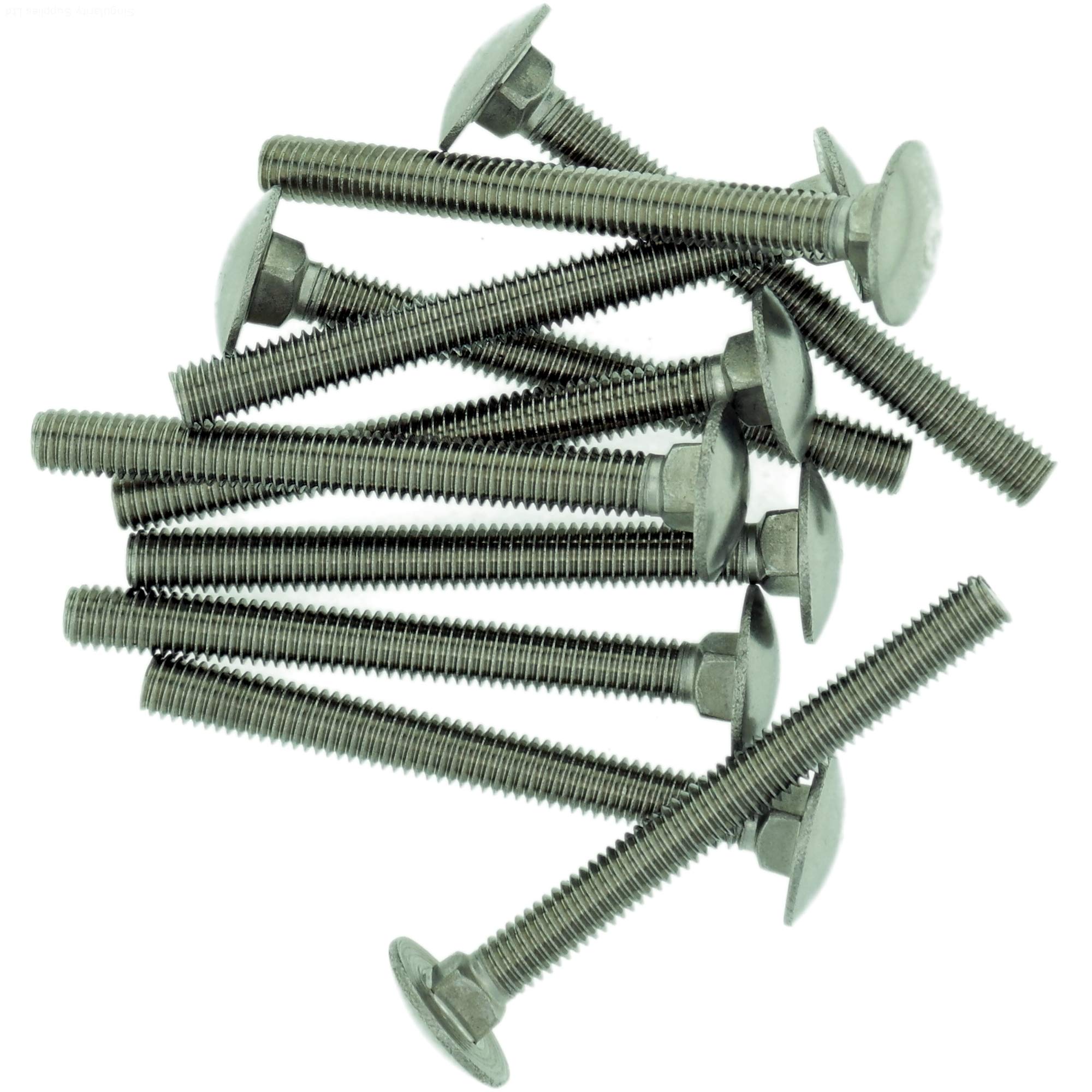 Singularity Supplies M5 (5Mm X 30Mm) Cup Square Carriage Bolt (Fully Threaded) - Stainless Steel (A2) (Pack Of 10)