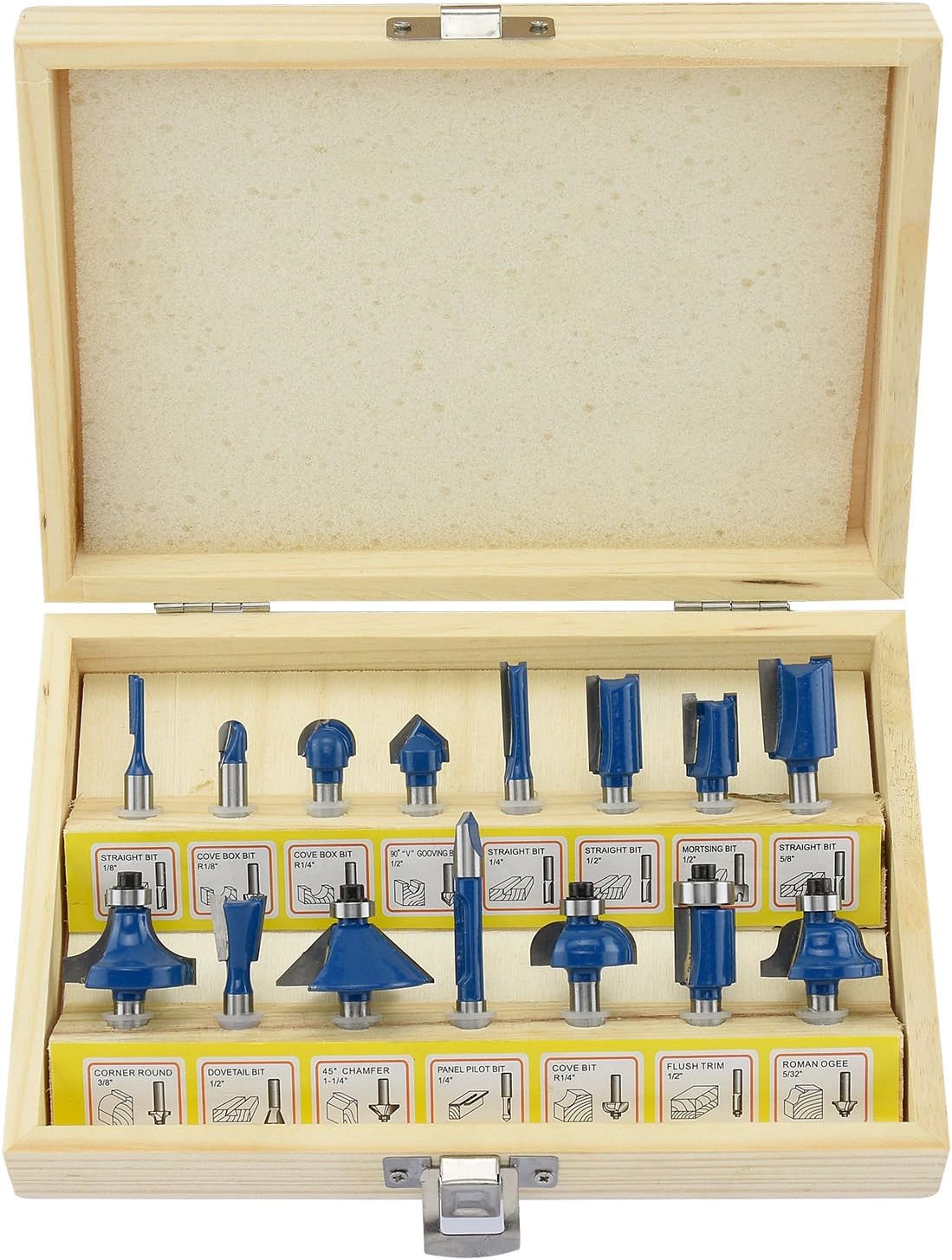 15pc Router Bits 1/4" inch Shank Tungsten Carbide Rotary Power Tool Accessories