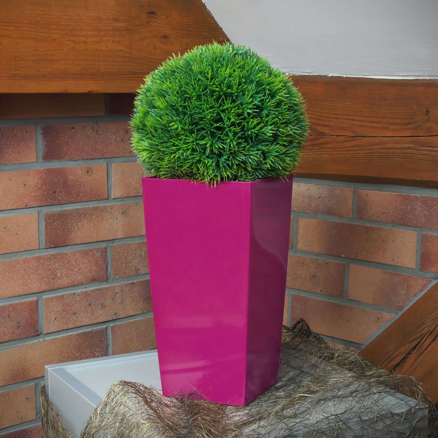 Vaso Quadrato Urbi 7,2 Litri Con Insertio Rimovibile - Bianco, Altezza 32,5 Cm, Polipropilene Per Interni/Esterni - 2