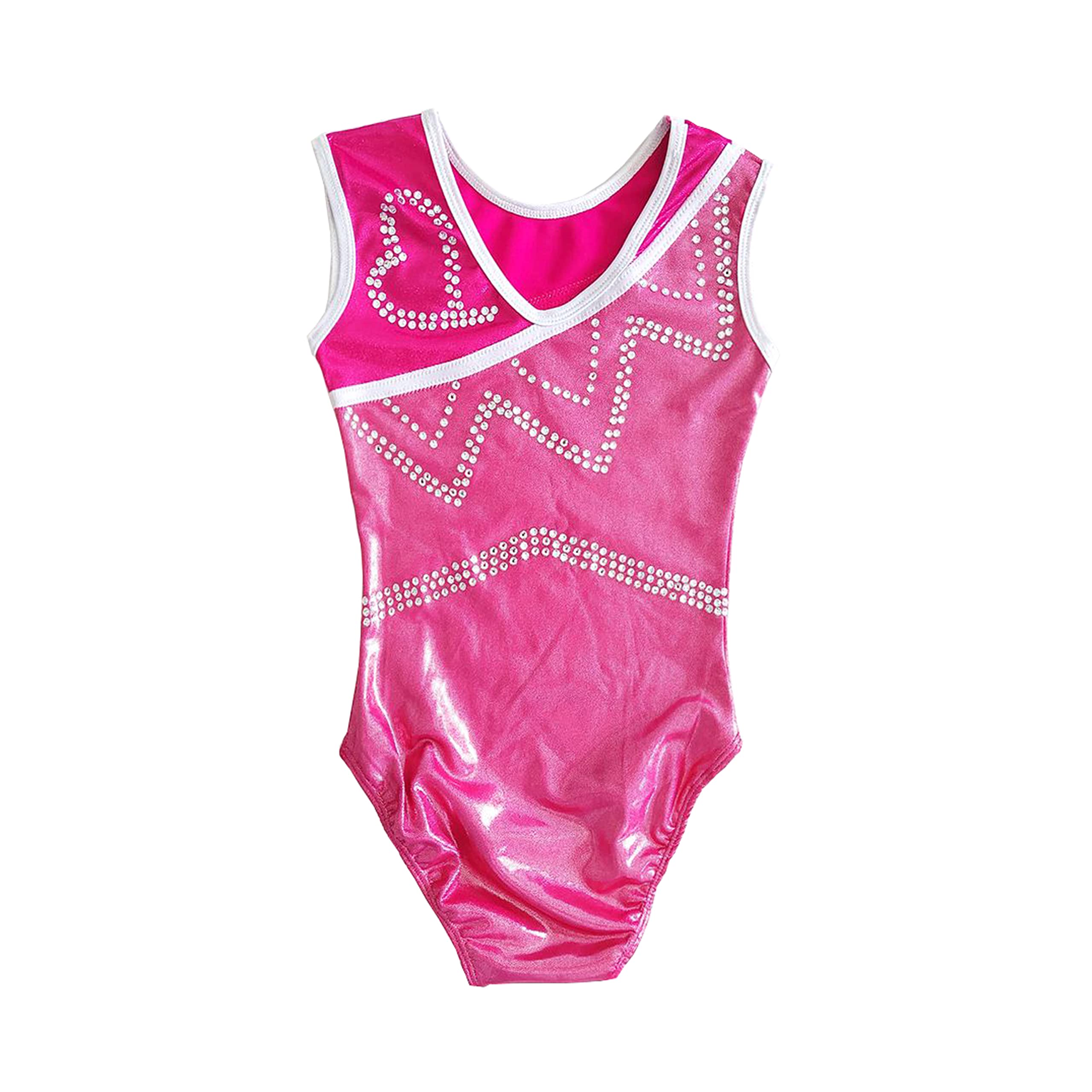 Justaucorps de gymnastique rythmique rose rouge chaud en tissu estampé pour fille
