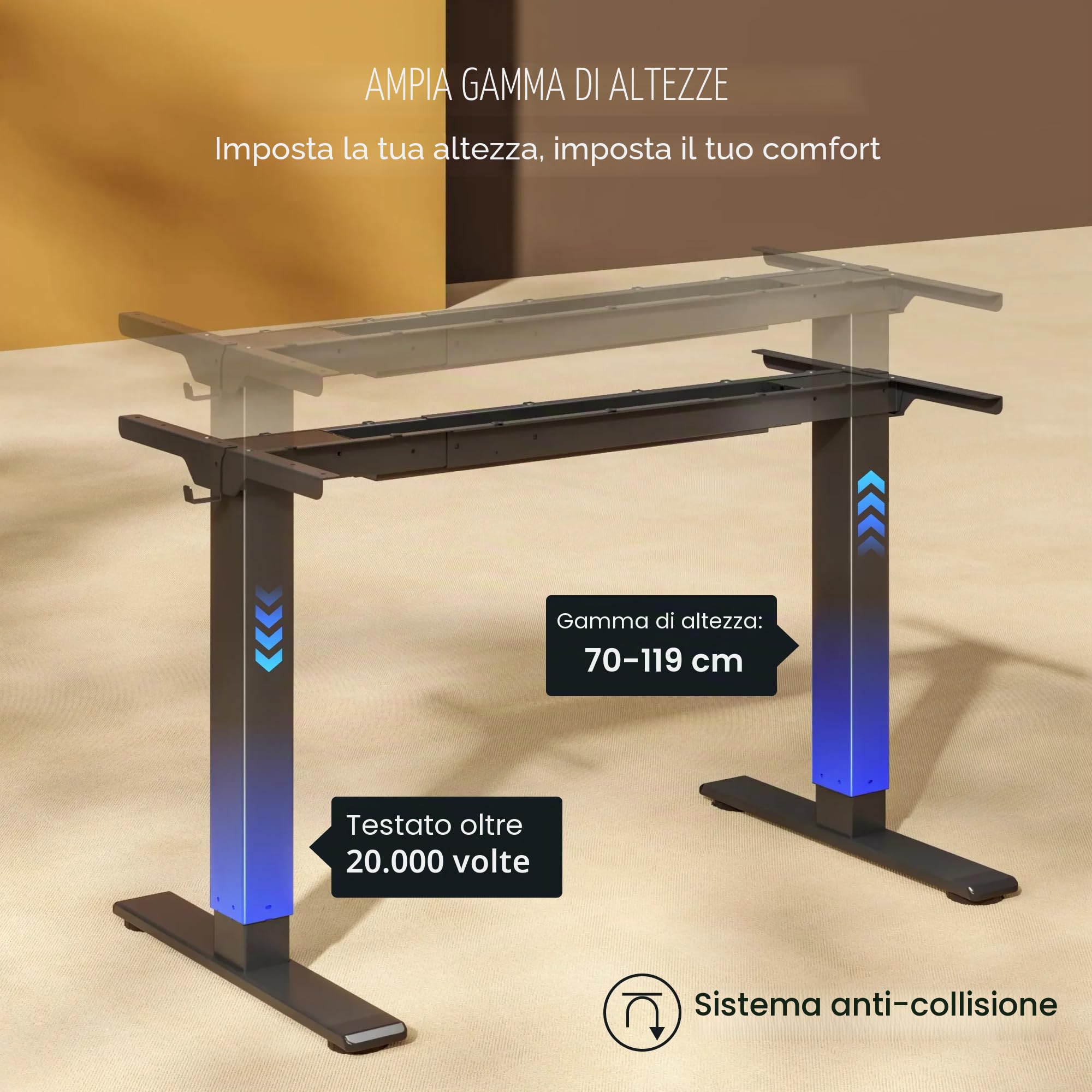 FLEXISPOT E1 PRO Scrivania Regolabile in Altezza con 2 Motori con Memoria Automatica Intelligente Standing Desk Scrivania Elettrica Scrivania Motorizzata