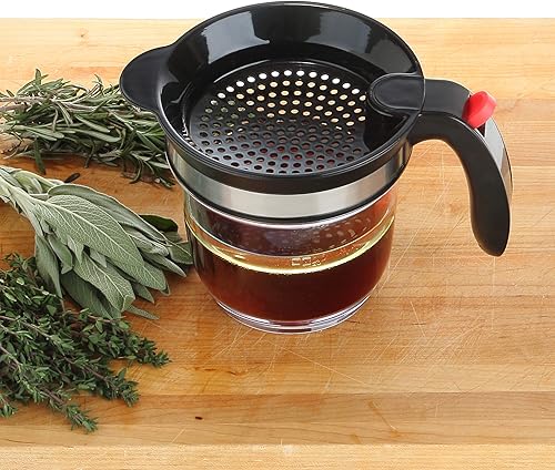 Miniatura 4 de Separador de grasa con fácil liberación inferior, separador de salsa de grasa de 4 tazas con colador, hace caldo sin grasa para salsa, sopas y