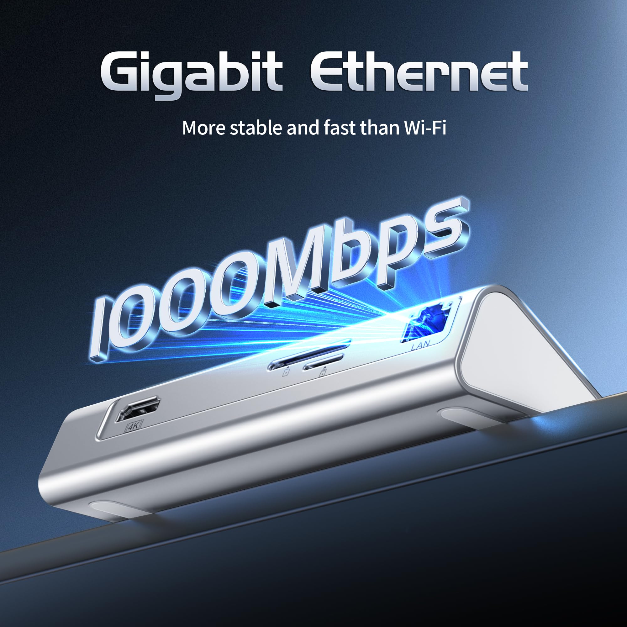 Hub USB C Ethernet, estación de acoplamiento USB de 10 Gbps 10 en 1 con HDMI 4K a 60Hz, USB C y 2 datos USB A 3.2, LAN, 2 USB A 2.0, PD 100W, puertos SD/TF, concentrador USB alimentado de 3.28 pies