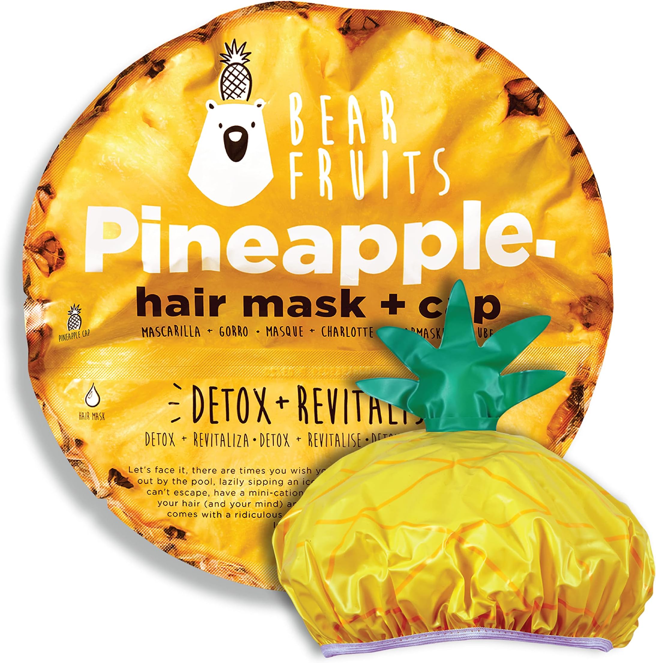 Bear Fruits Pineapple, Frutilicious Hair Mask and Cap, Detox and Revitalise, 20ml
