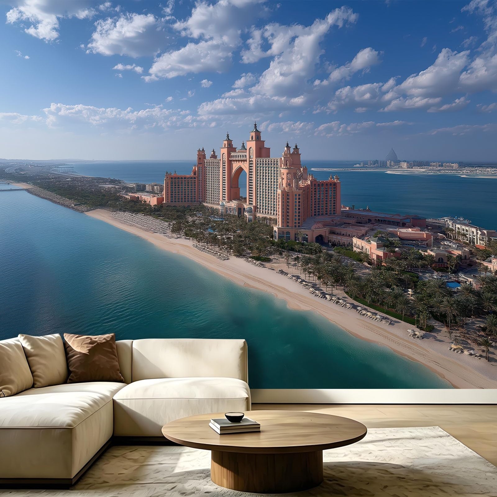 Générique Panoramiczna tapeta z włókniny 350 x 256 cm, nowoczesna tapeta z włókniny, dekoracja do salonu i sypialni, efekt 3D, ocean, plaża, las