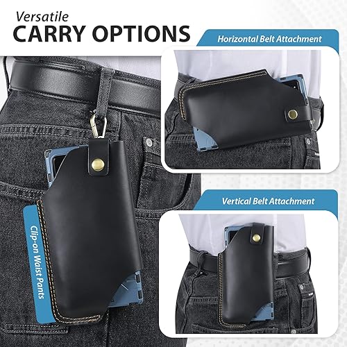 Miniatura 5 de Hengwin Funda de teléfono para iPhone 14 Pro Max, 14 Plus, 13 Pro Max, 12 Pro Max, 11 Pro Max, XS Max, 8 Plus, 7 Plus, 6s Plus, funda de cuero con