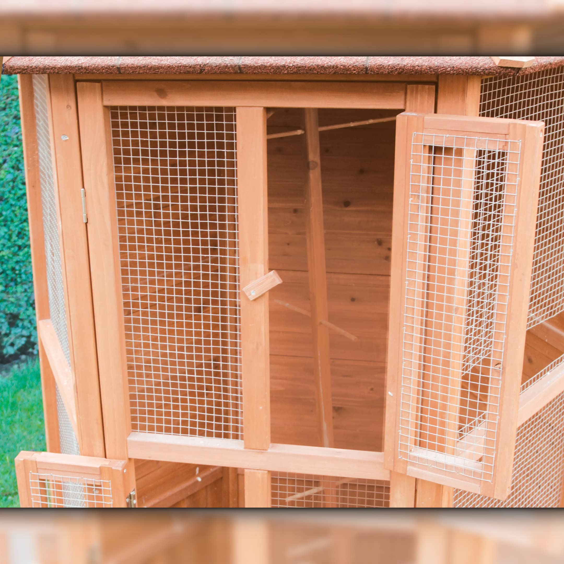 Voladera para Pájaros de Jardín - Pajarera Exterior (Canarios, periquitos, etc.) - Voladero Hexagonal en Madera