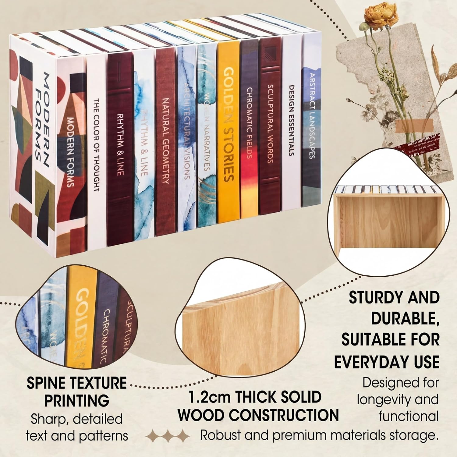 Gerrii 15.9"x10.2"x5.6" Solid Wood Hidden Book Box, Decorative Electronics Hider for Router, Cable, Modem, Cords, Plugs, Outlets – Real Hardcover Faux Books Storage Box for Bookshelf Home Decor