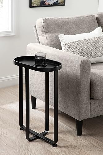 Miniatura 4 de Kate and Laurel Zabel - Mesa auxiliar moderna decorativa de metal estrecha para exhibición y almacenamiento, 17 x 9 x 24 pulgadas, color negro