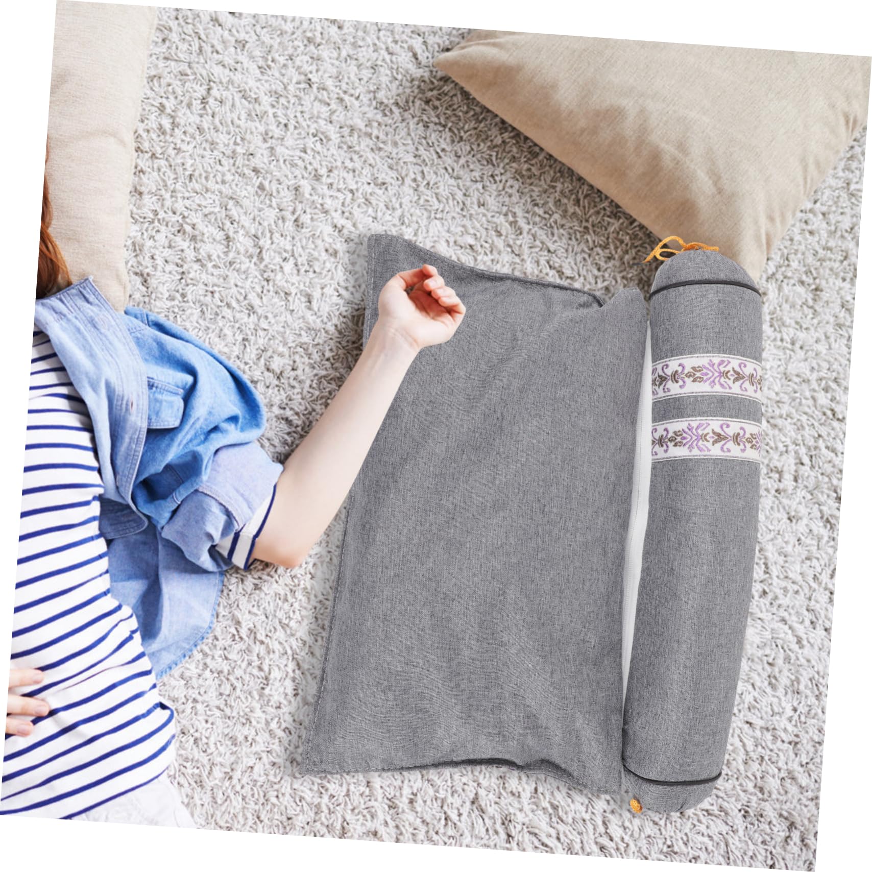 Zerodeko Almohada Inteligente de Apoyo Cervical, Rodillo para Cuello y Lumbar, Transpirable y Ligera, para Dormir en Casa o Viaje, Tela