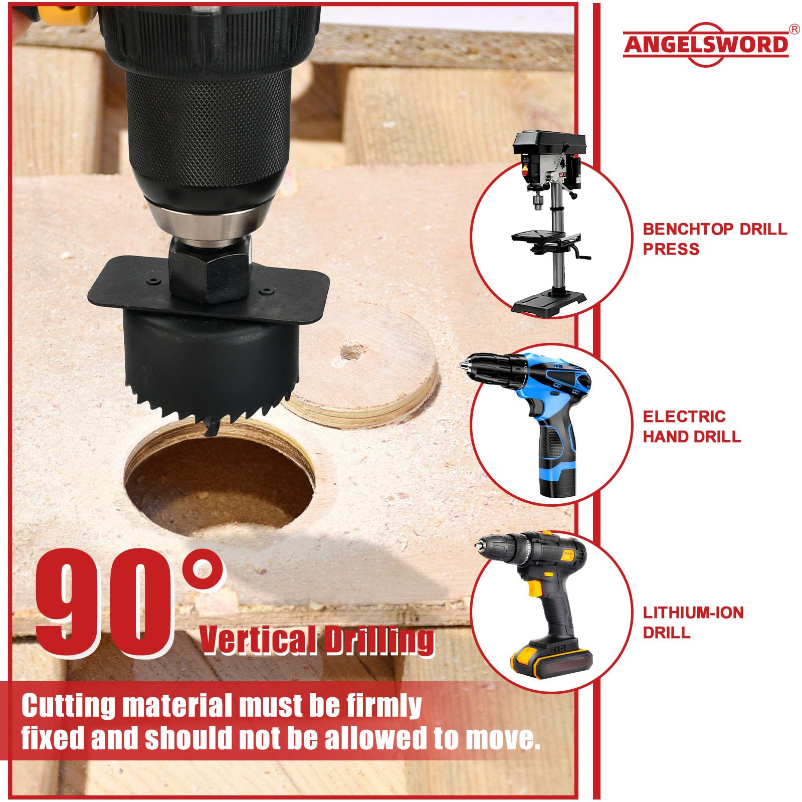ANGELSWORD Hole Saw Kit - 24 Piece for Wood & More -6