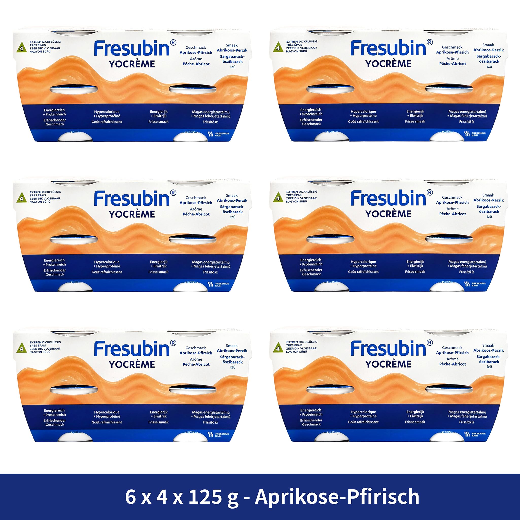 Fresubin YO Creme Aprikose-Pfirsich im Becher 24x125g - Hochkalorische Creme mit joghurt-frischem Aprikose-Pfirsich Geschmack zum Löffeln von Fresenius Kabi, 188 kcal pro Becher (125 g) (24er Pack)