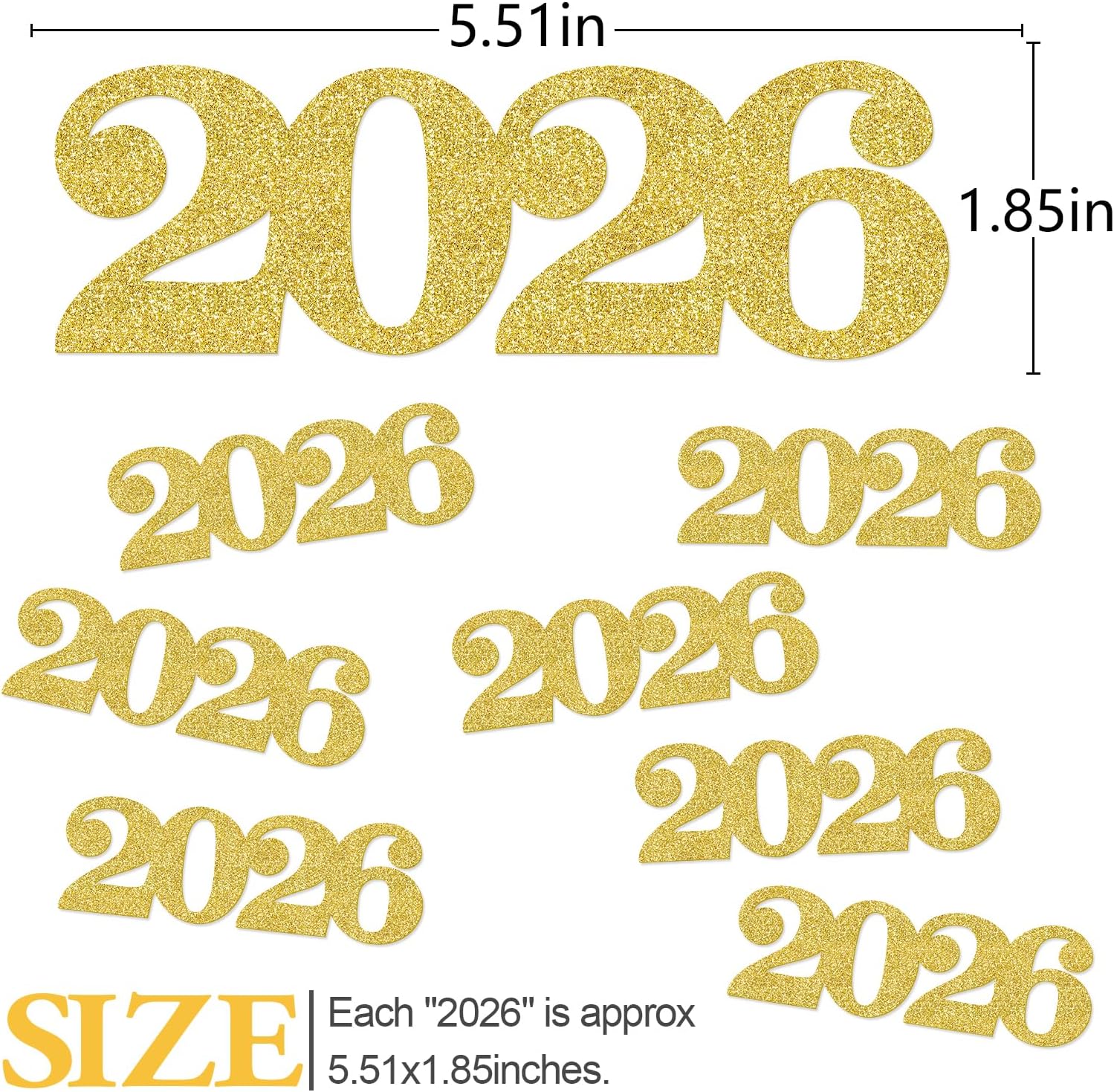 2026 Confetti Gold Glitter for Graduation Party Decorations 12pcs Graduation Table Decor Class of 2026 High School College Party Supplies 5.4 inches