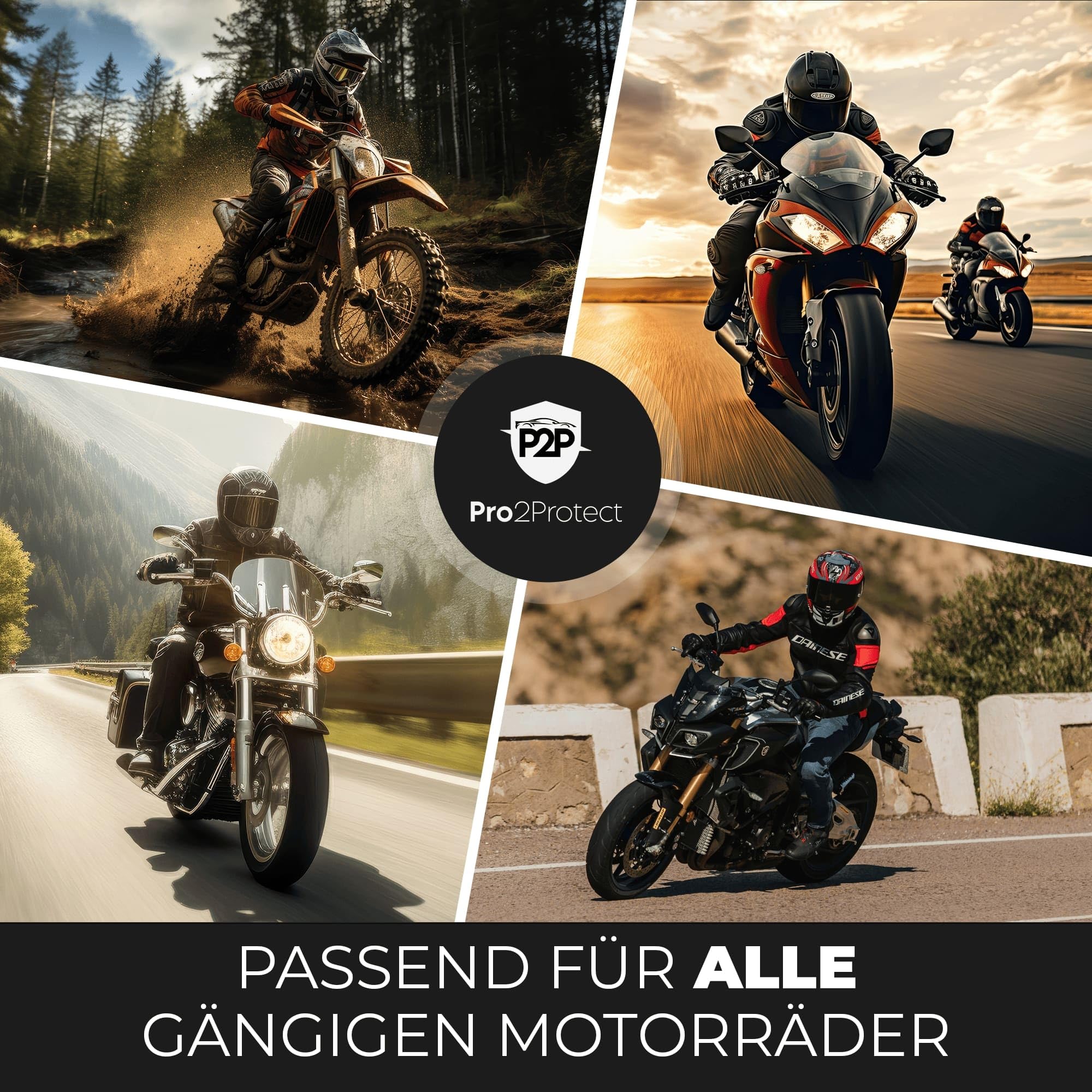 Pro2Protect Bâche de protection pour moto, noire, blanche, résistante aux intempéries, pour cyclomoteur, scooter, Vespa, 100 % étanche