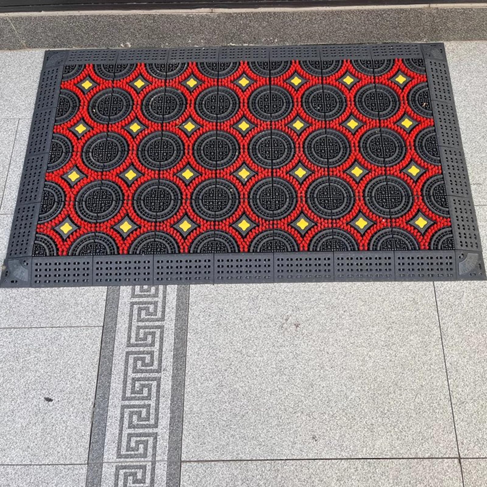 Fußmatte für Außen Bodenmatten für Den Außenbereich mit Rundbürste – Rutschfester Gummi Drainagematte für Gewerbe Küche Garage Garten Hochbelastbar(90x105cm/35.4x41.3in)