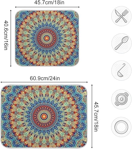Vista 139 de Daisy On Old - Tapete de secado de platos de madera para encimera de cocina, tapete de secado de madera turquesa de 18 x 24 pulgadas con tapete