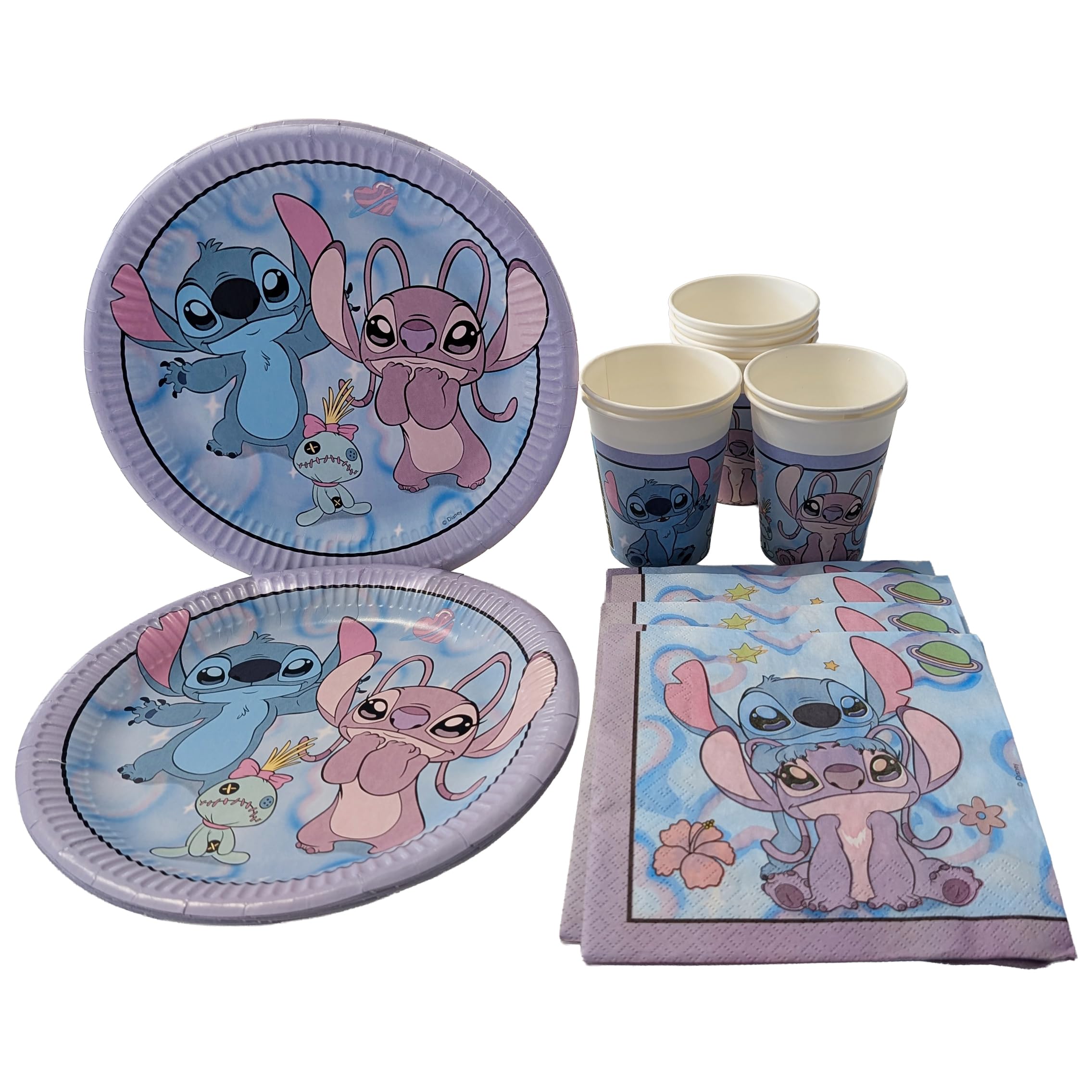 Disney Stitch Angel Cute Party Tableware Set for 8 Guests (36pc)