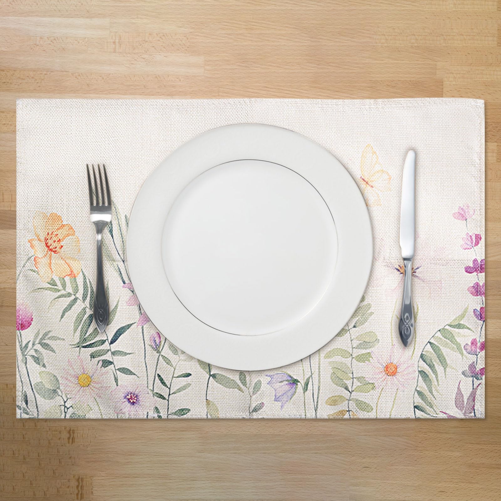 Wilde bloemen placemats 4er set lente tafelset vlinder madeliefjes tafelsets vakantie decoratie placemats wasbaar placemats voor keuken binnen feest 30x45cm