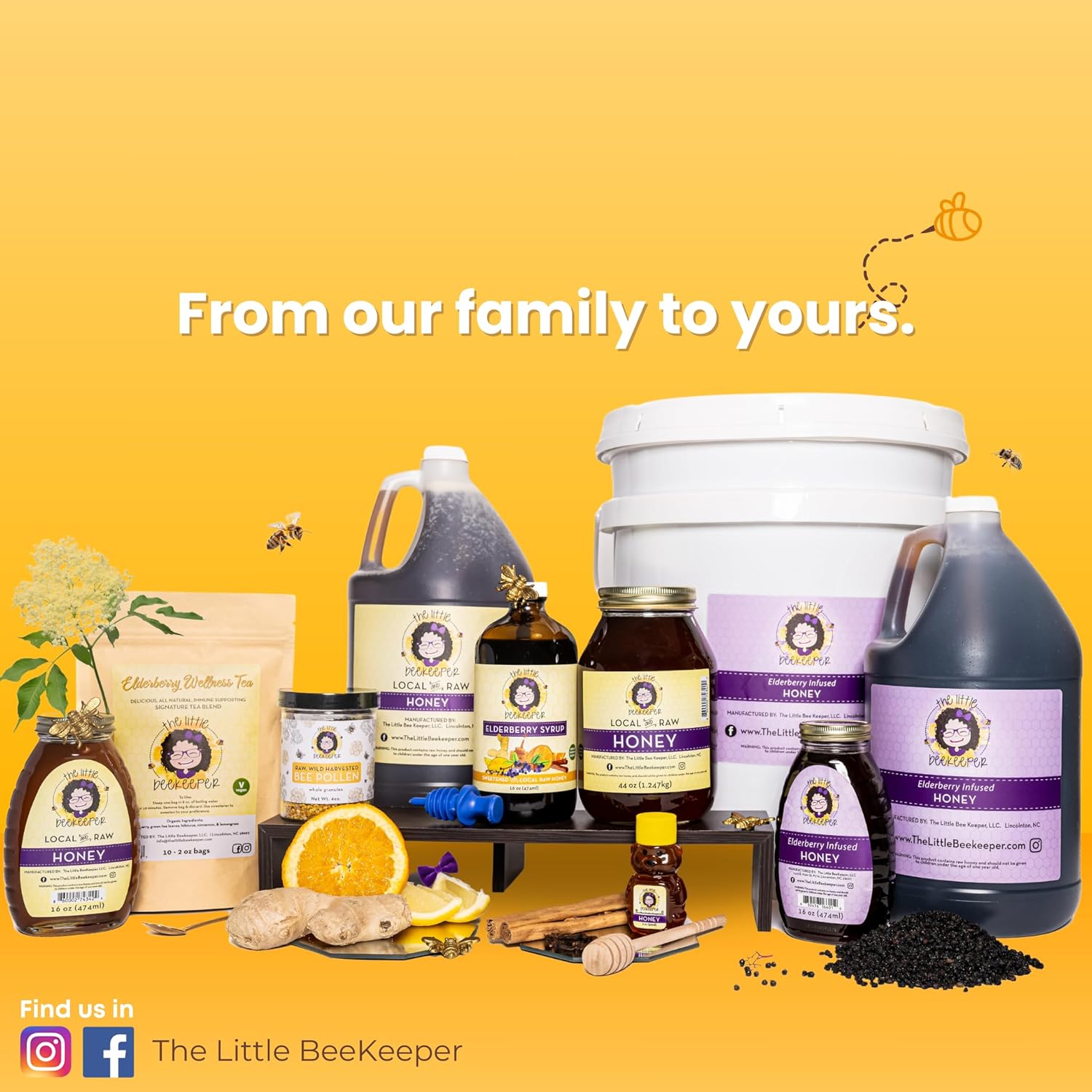 The Little Beekeeper Wildflower Honey | 100% Raw & Unfiltered | Local North Carolina Honey | Natural Sweetener | 44oz Glass Jar