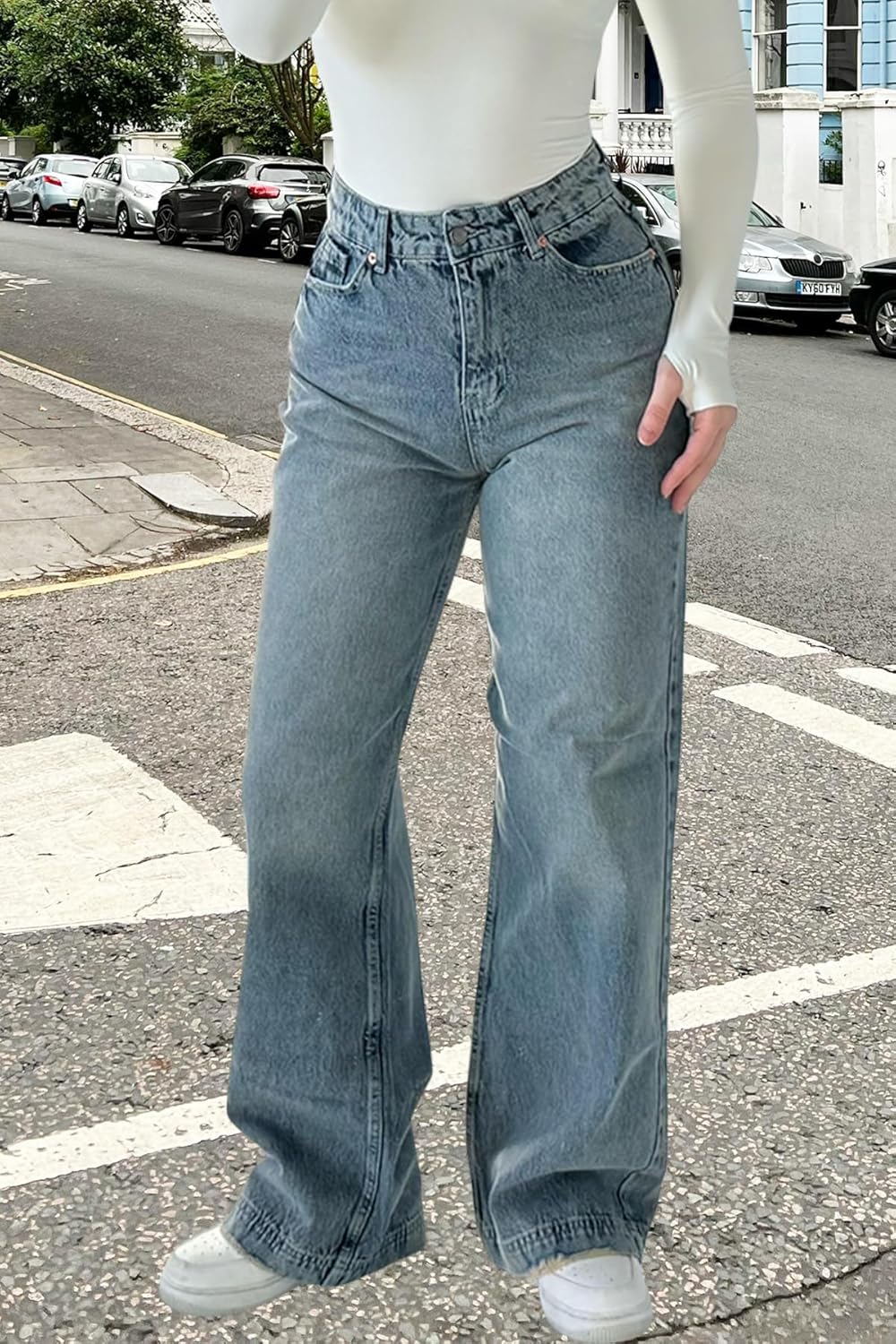 FairBeauty Women's Straight Leg High Waist Baggy Denim Jeans Loose Boyfriend Casual Stretchy Jeans - Image 7