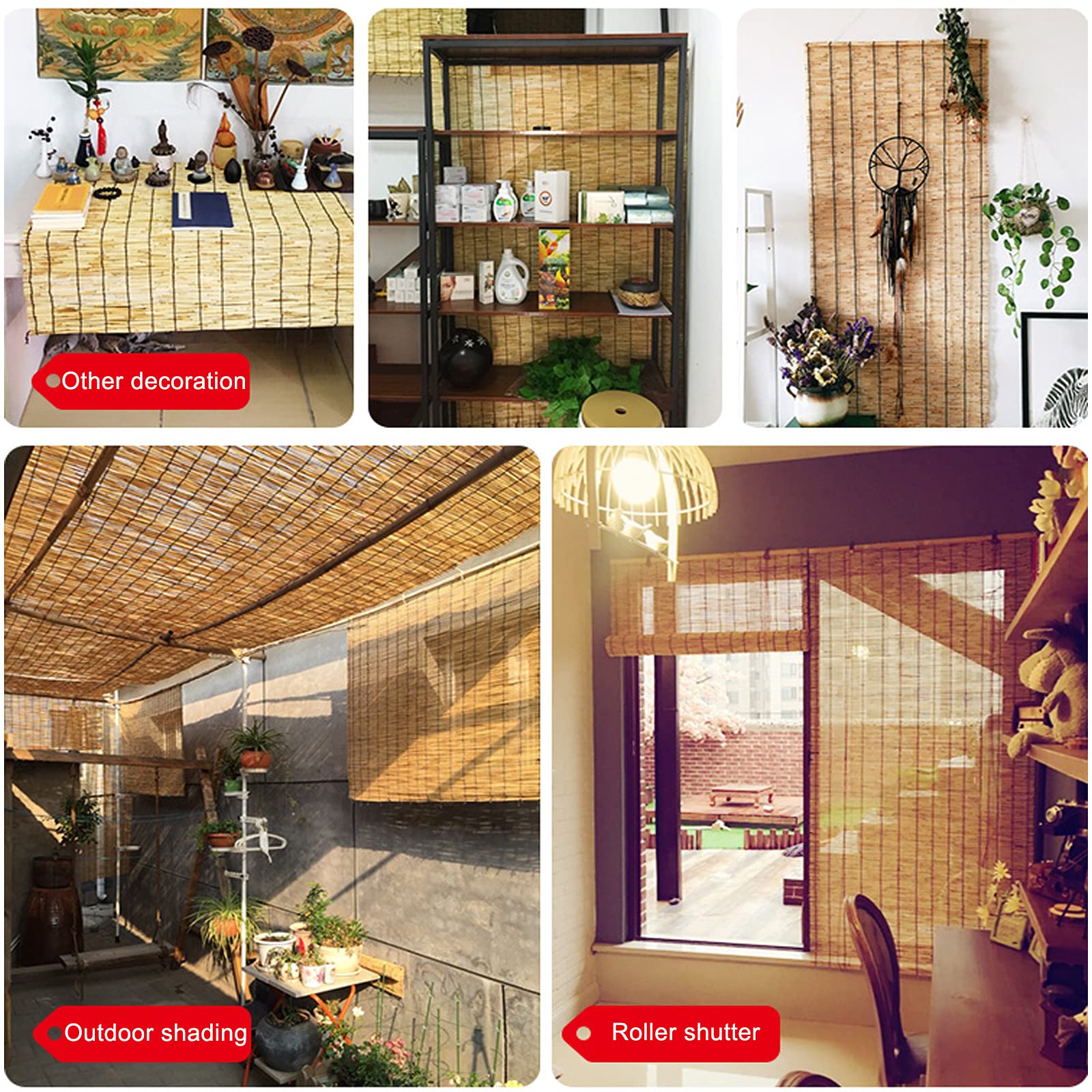 Tenda avvolgibile ecologica in bambù naturale per interni ed esterni, perfetta protezione solare per balcone, patio o sala da tè (160 x 220 cm)