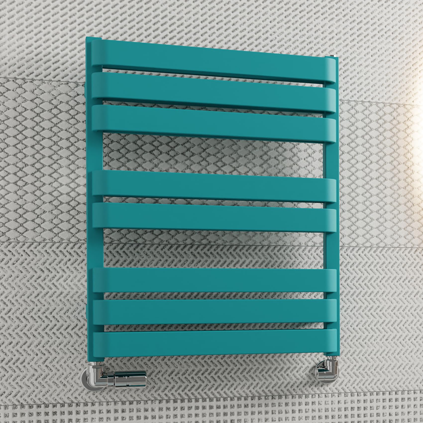 B&Q -  Warp T Bold Teal Hydronic Flat Towel Warmer (W)500mm X (H)655mm
