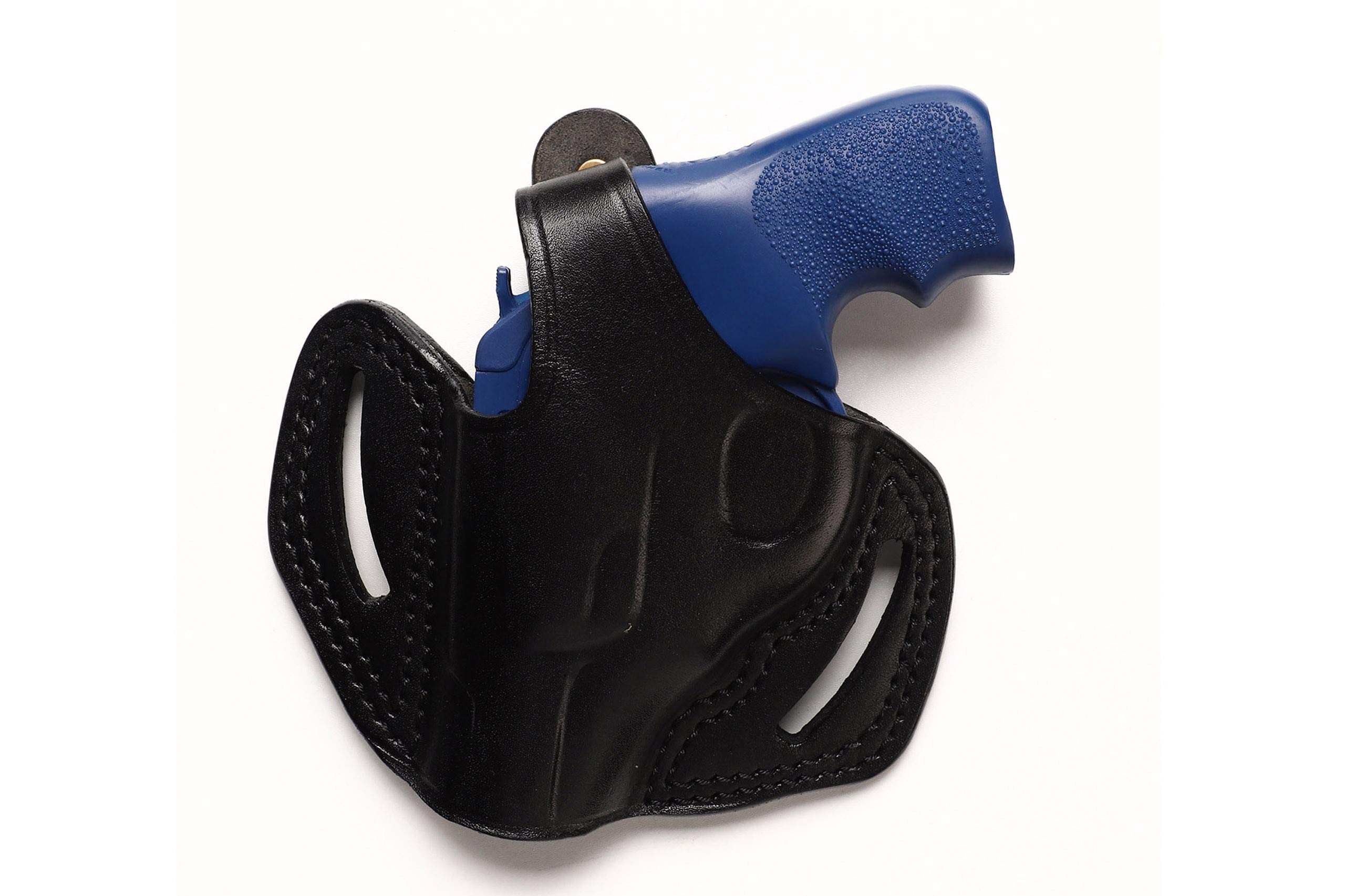 Pusat Holster Premium Leather Thumb Break Belt Holster 1.87 inch 38 SPL for Revolver Ruger LCRx (Black Left)