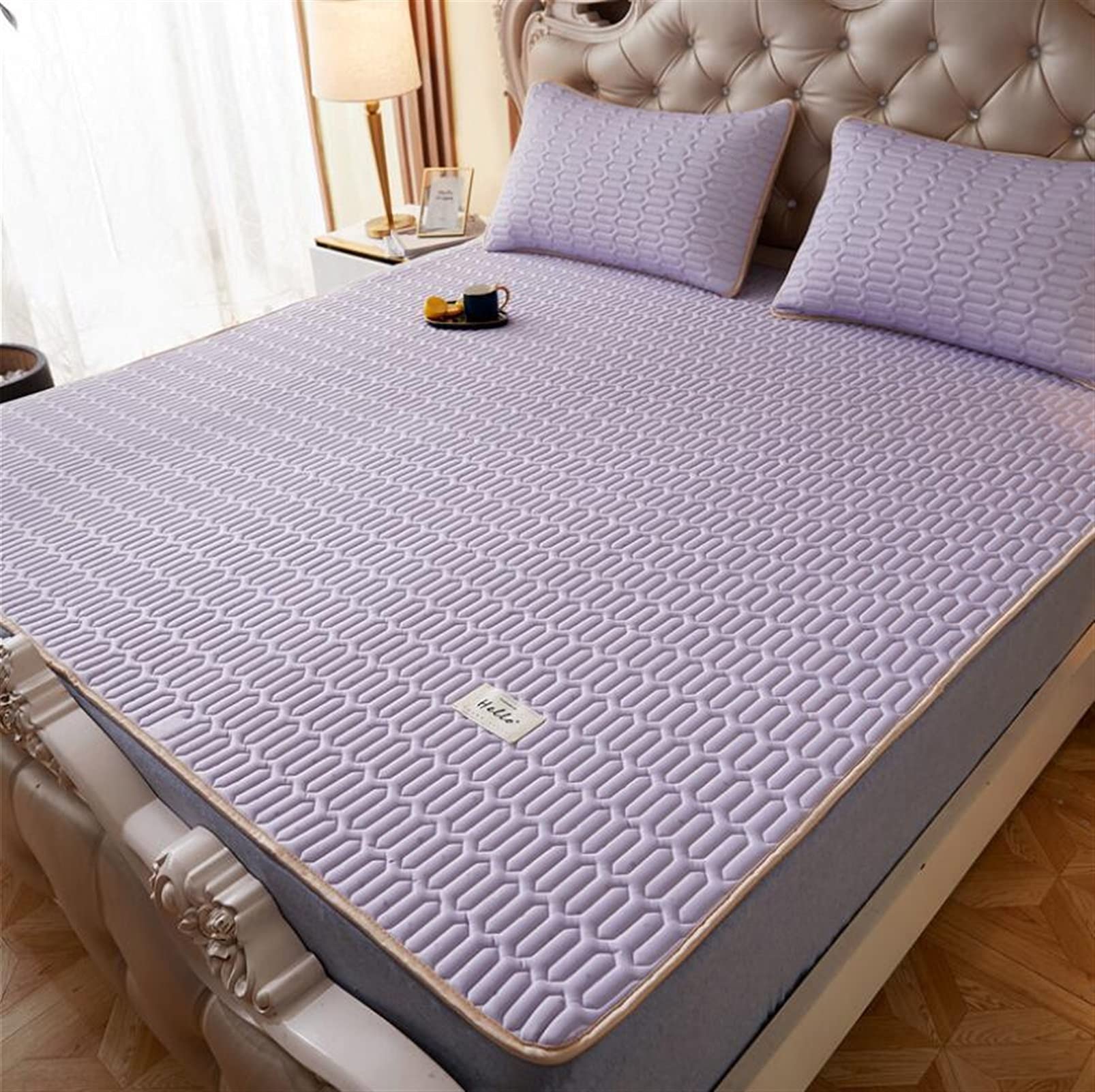 Matelas de refroidissement en soie de glace parure de lit 3 pièces lit double violet