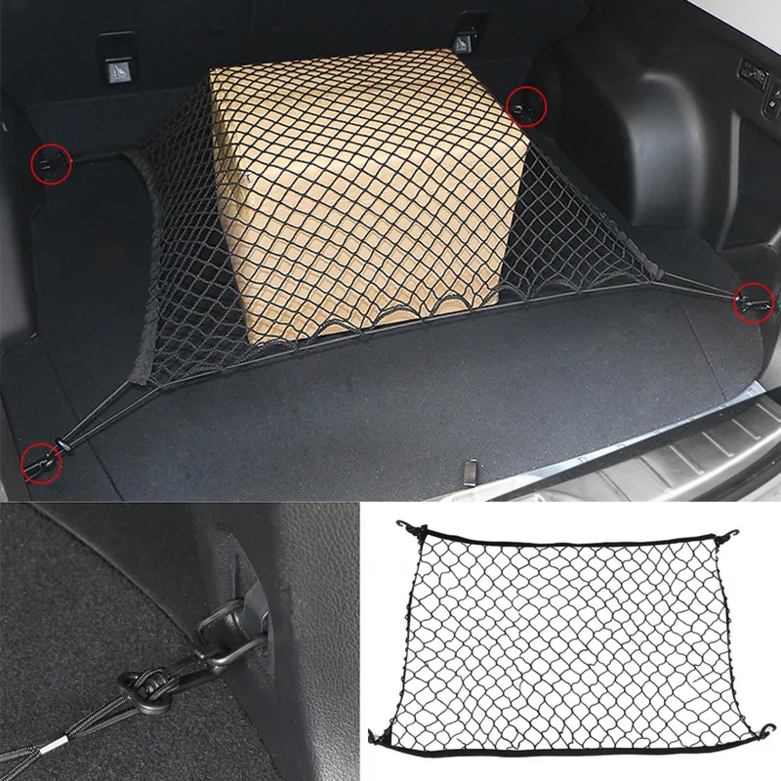 Filet De Coffre élastique Noir 70x70 Cm - Pour Citroën DS (DS3, DS4, DS5, DS6, DS7), Rangement Voiture