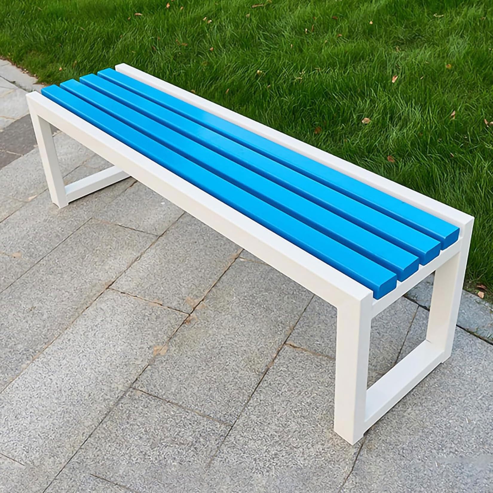Banco de jardín resistente a la intemperie y humedad en azul