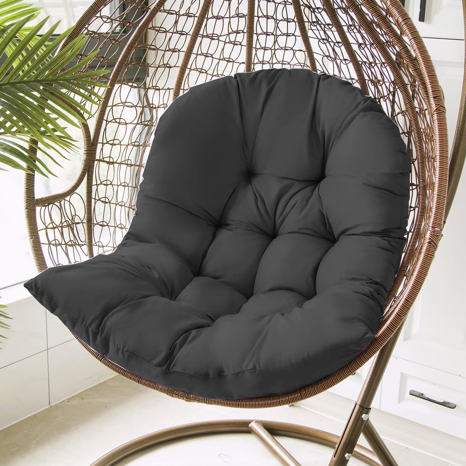 Cojín de repuesto para silla de columpio de exterior, cojín de silla mecedora de interior, incluye cojín colgante resistente a la intemperie para uso en interiores y exteriores