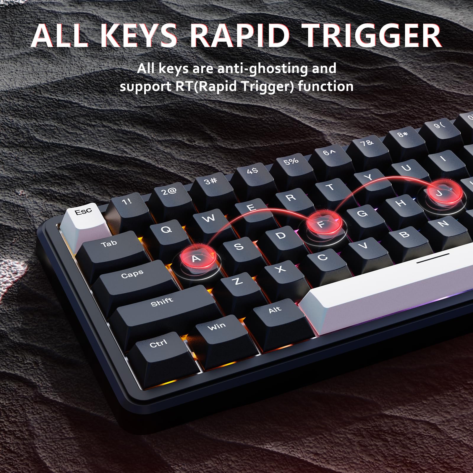 ATTACK SHARK X65 HE Tastiera da Gioco Cablate al 65% con Interruttori Magnetici e Funzione Rapid Trigger, Frequenza di Polling a 8000 Hz, Precisione RT di 0,01 mm, Tasti PBT, Driver QMK,RGB (Nera)