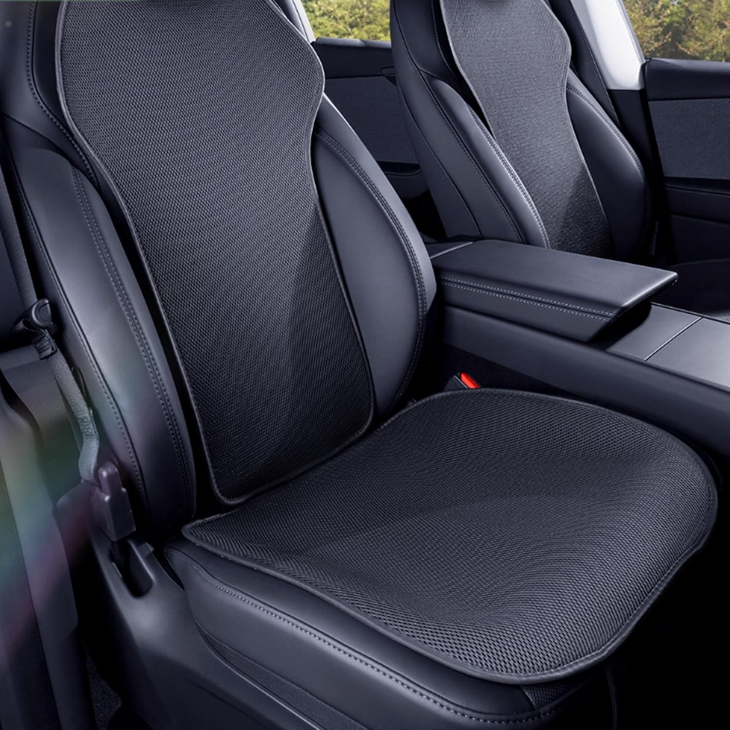 Car Seat Cover Full Set for Tesla Model Y Juniper 2025 Seat Cushion Cover Interior Seat Protector for Model Y Launch Series Accessories, Black Black Ice Silk 7pcs Full Set For Juniper NO LOGO