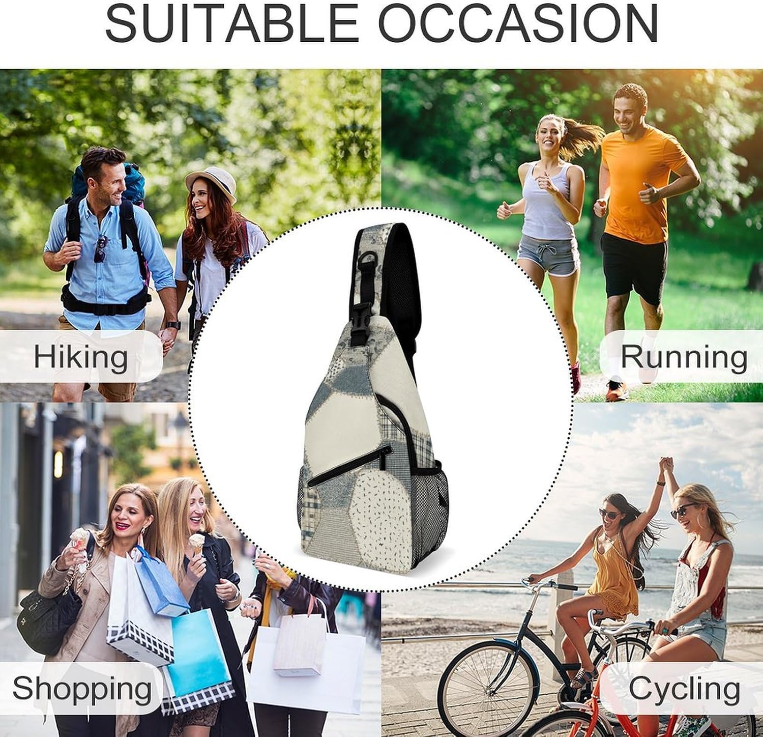 Stellar Patchwork Sling Crossbody Bag Lightweight Chest Shoulder Backpack for Outdoor Sports