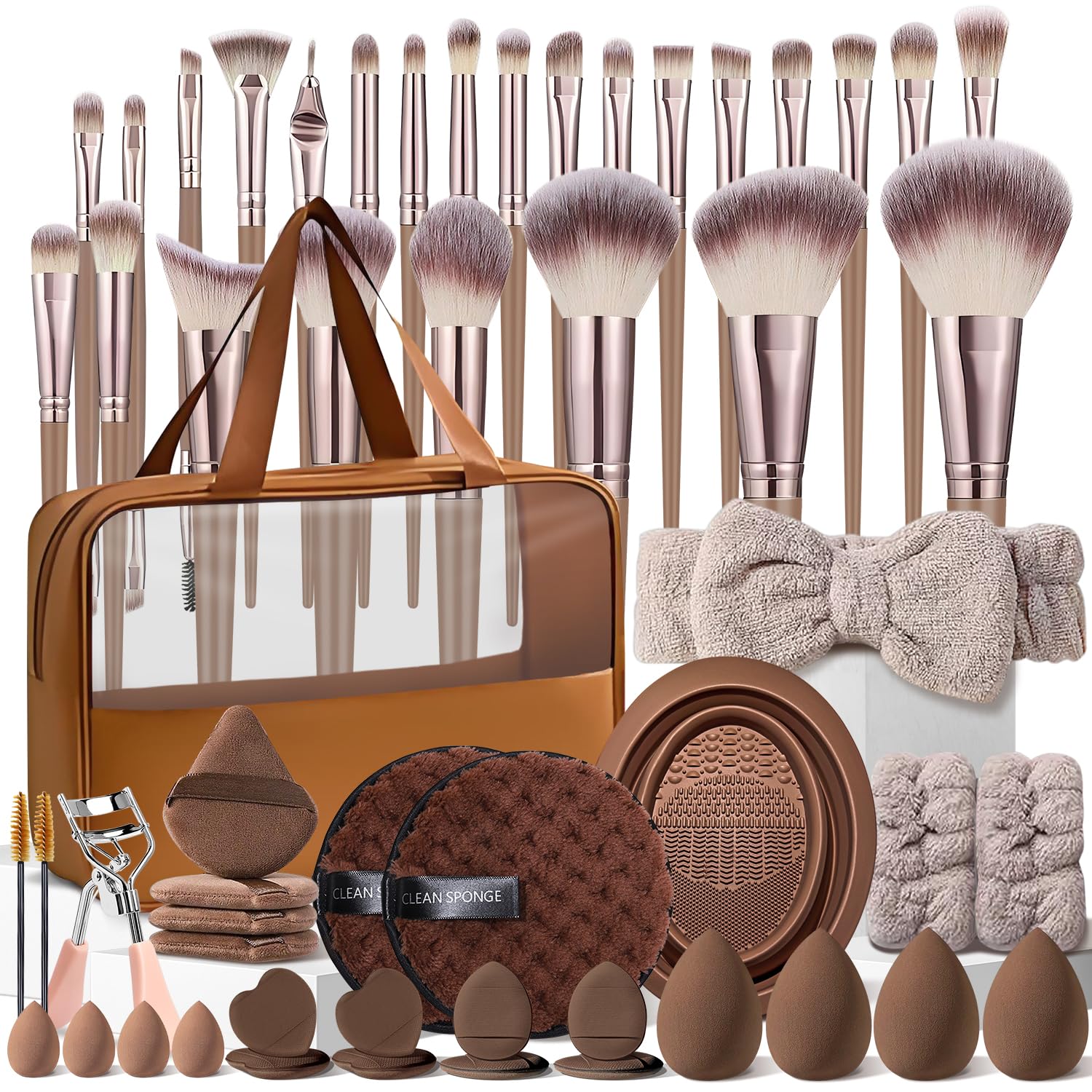 Amazon.com: HGHDBT 55Pcs Brown Makeup Brushes Set Professional