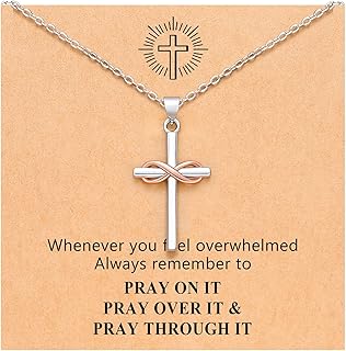 Infinity Cross Necklace for Women, Christian Graduation Baptism Gifts for Women Confirmation Gifts for Teen