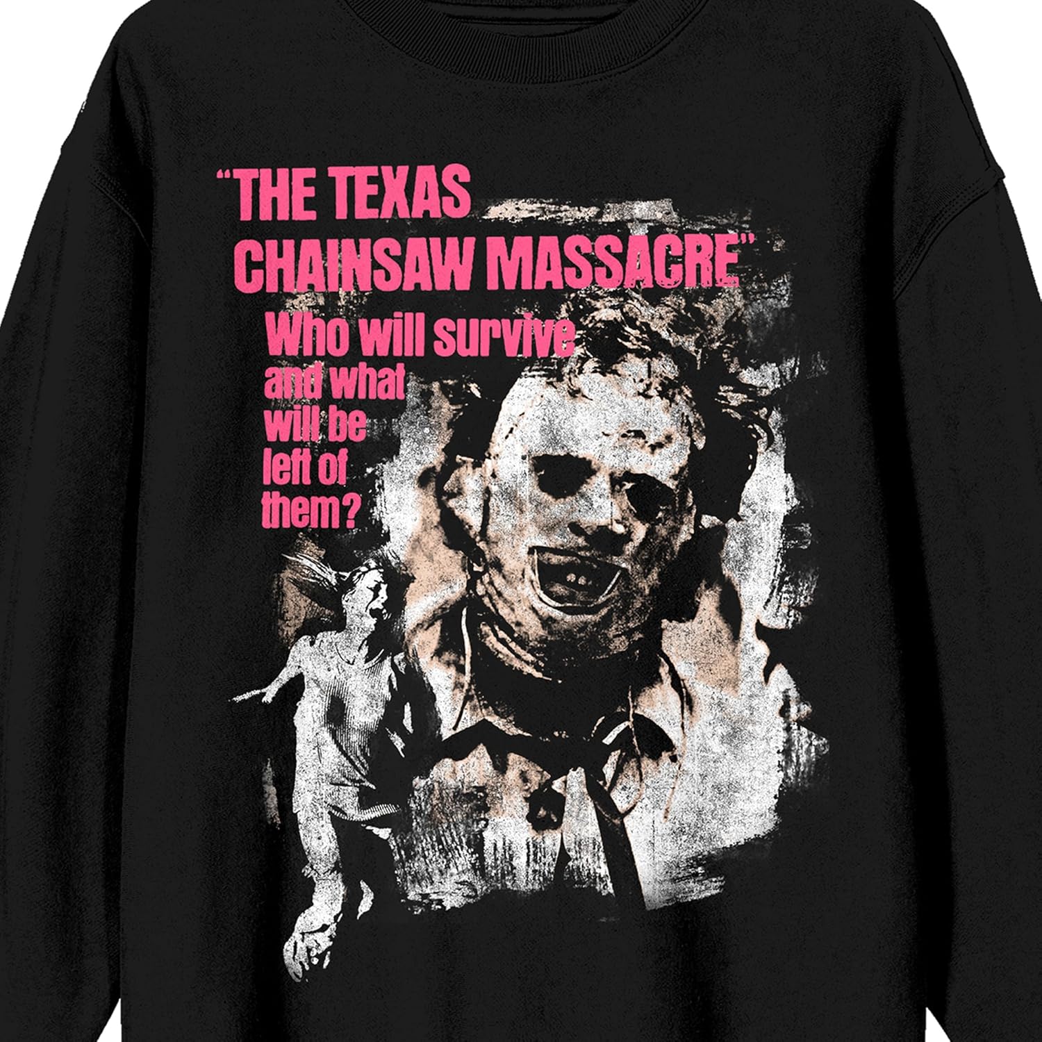 Bioworld Texas Chainsaw Massacre Leatherface Adult Black Crew Neck Sweatshirt